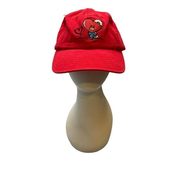 BT21 Red Tata Embroidered  Heart Hat BTS Army Line Friends Buckleback - Picture 1 of 7